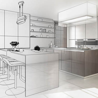 Contemporary Designed Kitchen (development) - 3d illustration