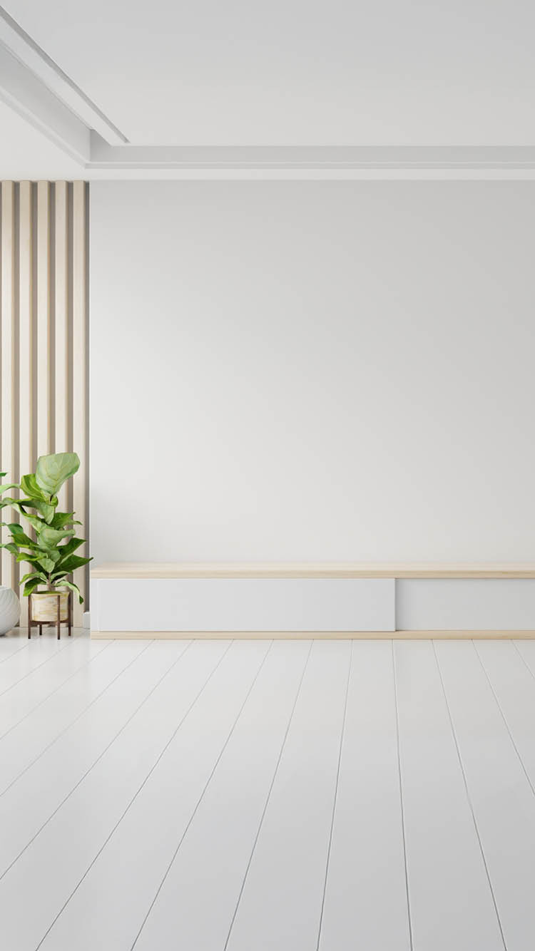 TV cabinet in a scandinavian decor living room.3d rendering