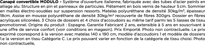 Canap convertible Modulo Syst me d’ouverture italienne, fabriqu e avec des tubes d’acier peints en alliage alu. Stru...