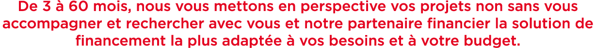 De 3  60 mois, nous vous mettons en perspective vos projets non sans vous accompagner et rechercher avec vous et not...