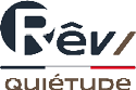 Le logo pr sente le mot “R v" stylis avec une barre oblique marron, une ligne tricolore noire, blanche et rouge en dessous, et le mot "qui tude" en lettres marron.  Description g n r e par IA
