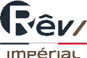 Logo stylis avec le texte “R v imp rial" en noir et marron s par  par une ligne tricolore noire, blanche et rouge.  Description g n r e par IA