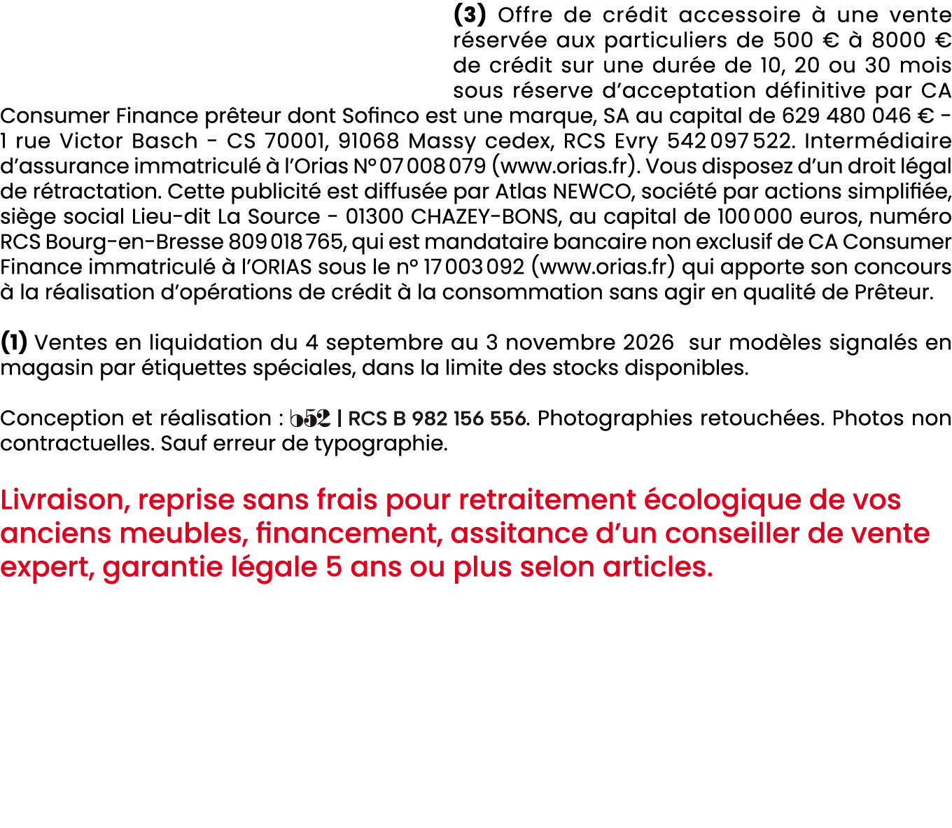 (3) Offre de cr dit accessoire  une vente r serv e aux particuliers de 500 €   8000 € de cr dit sur une dur e de 10,...