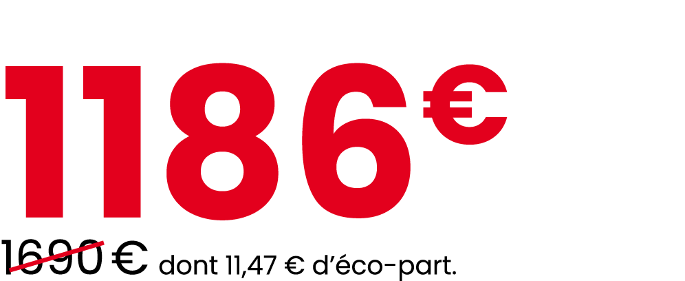 1186€ ￼1690 € dont 11,47 € d’ co part.