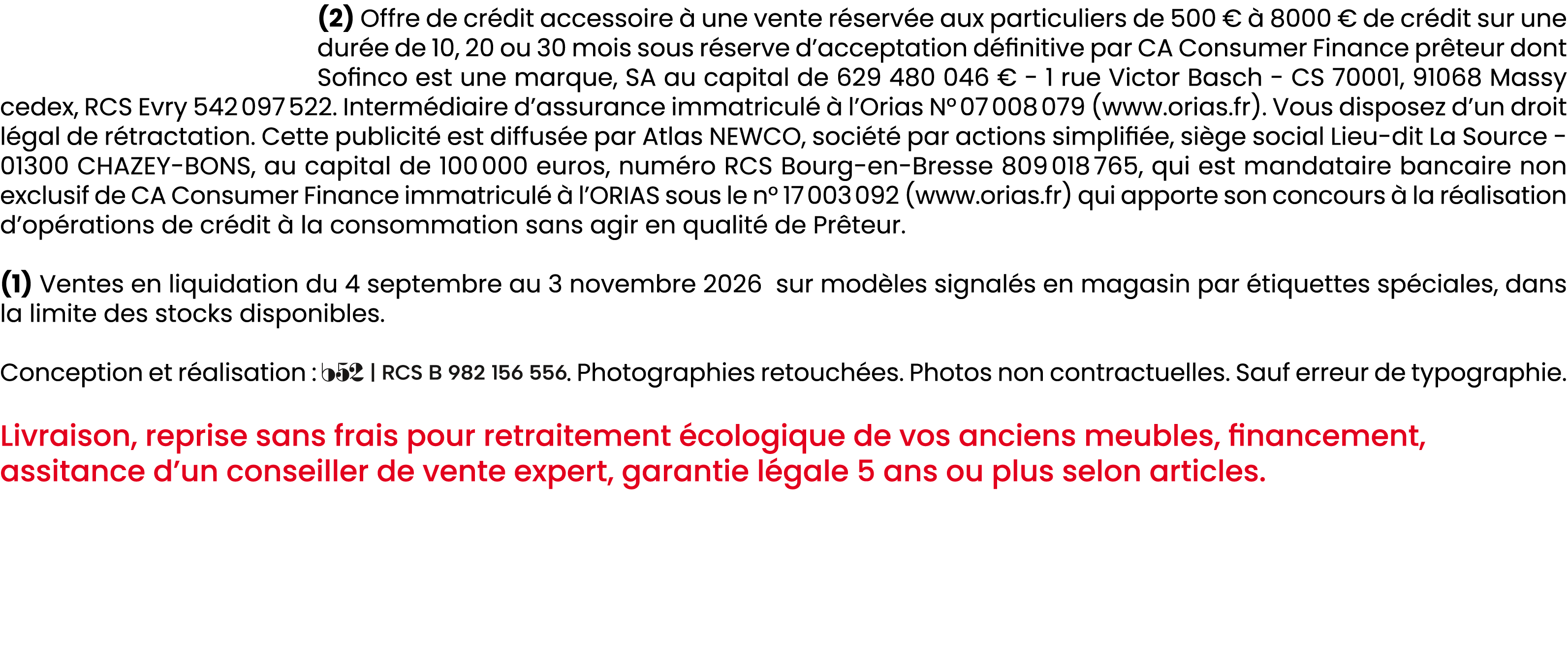 (2) Offre de cr dit accessoire  une vente r serv e aux particuliers de 500 €   8000 € de cr dit sur une dur e de 10,...